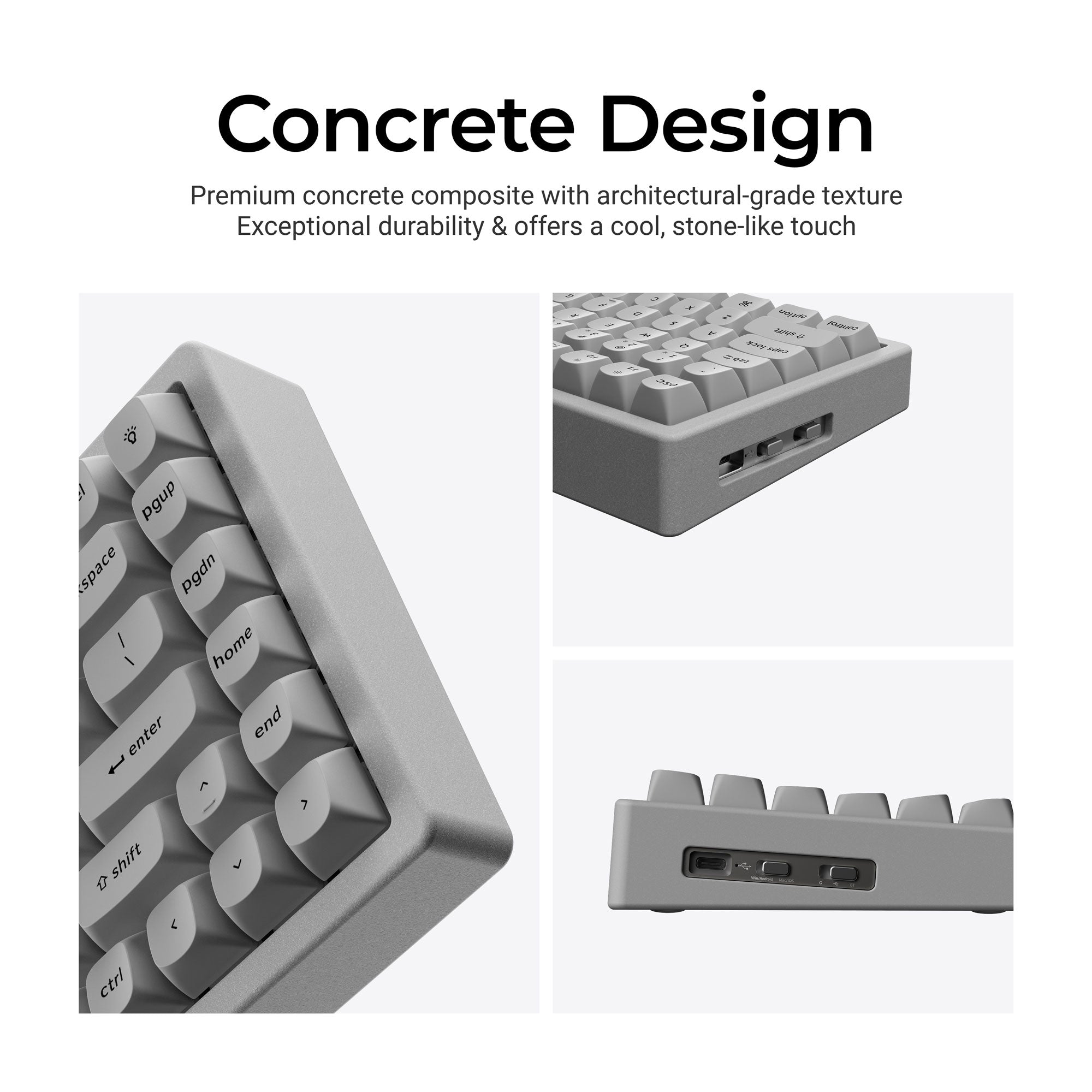 Keychron K2 HE Wireless Magnetic Switch Custom Keyboard - Concrete Edition