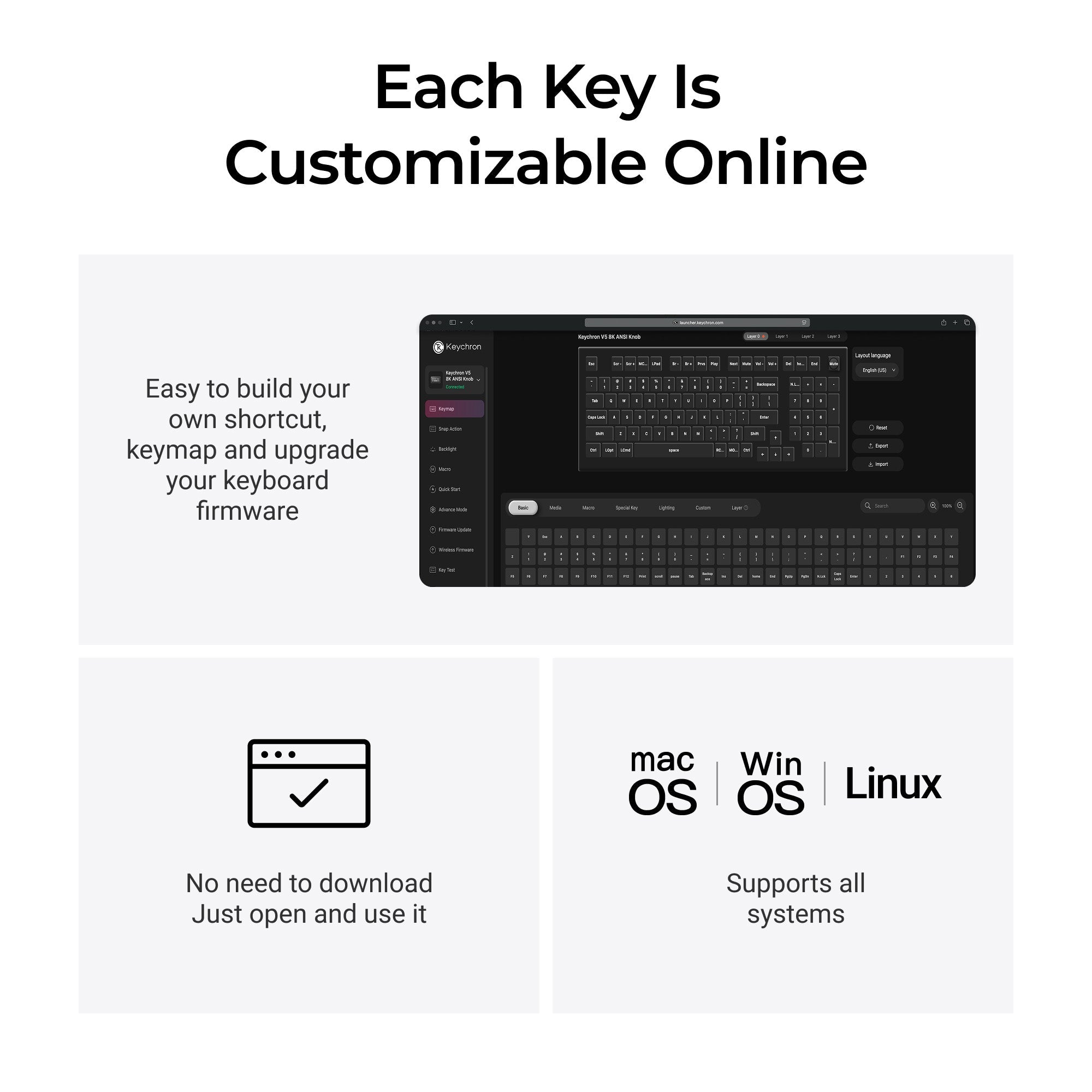 Keychron V5 8K QMK Wired Custom Mechanical Keyboard
